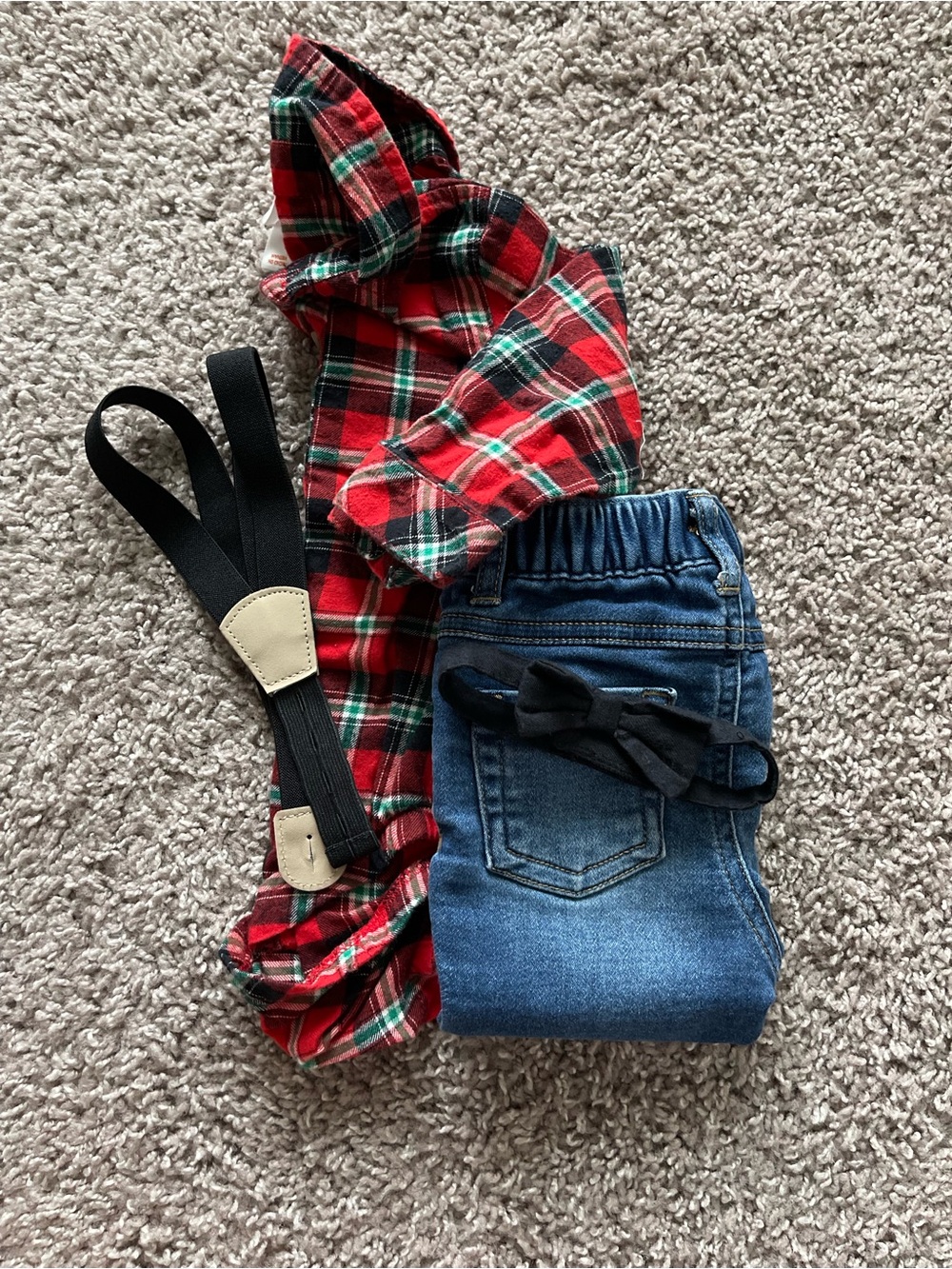 💥Mix &Match -5 for $25💥 Red Green Plaid Shirt with Blue Denim Pants